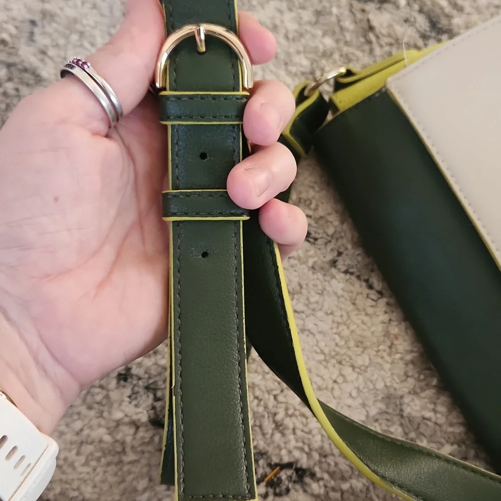 On 34th Green and Cream Women's Bag